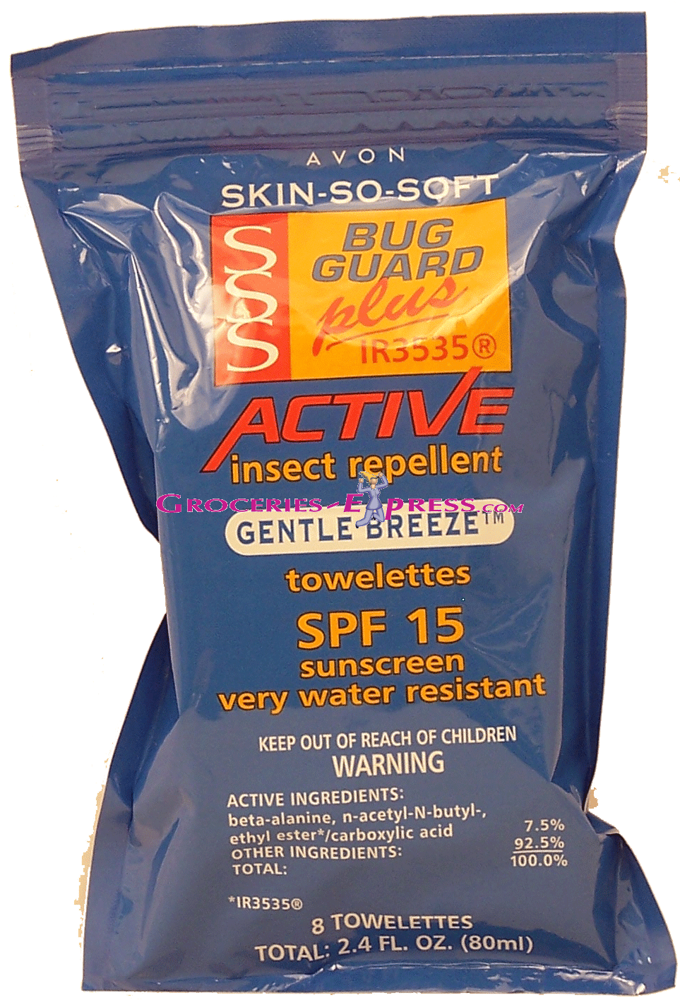 Avon&nbsp;Skin-So-Soft&nbsp;active insect repellent towelettes, spf 15 sunscreen, very water resistant Full-Size Picture